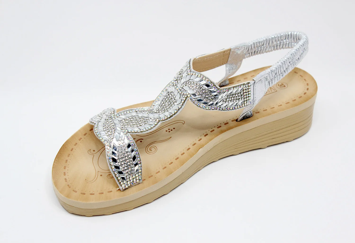 Silver Diamante Glittered Sandal