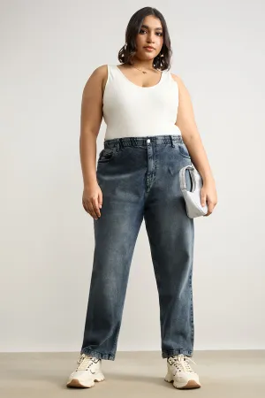 Slate Stretch Curve Mom Jeans