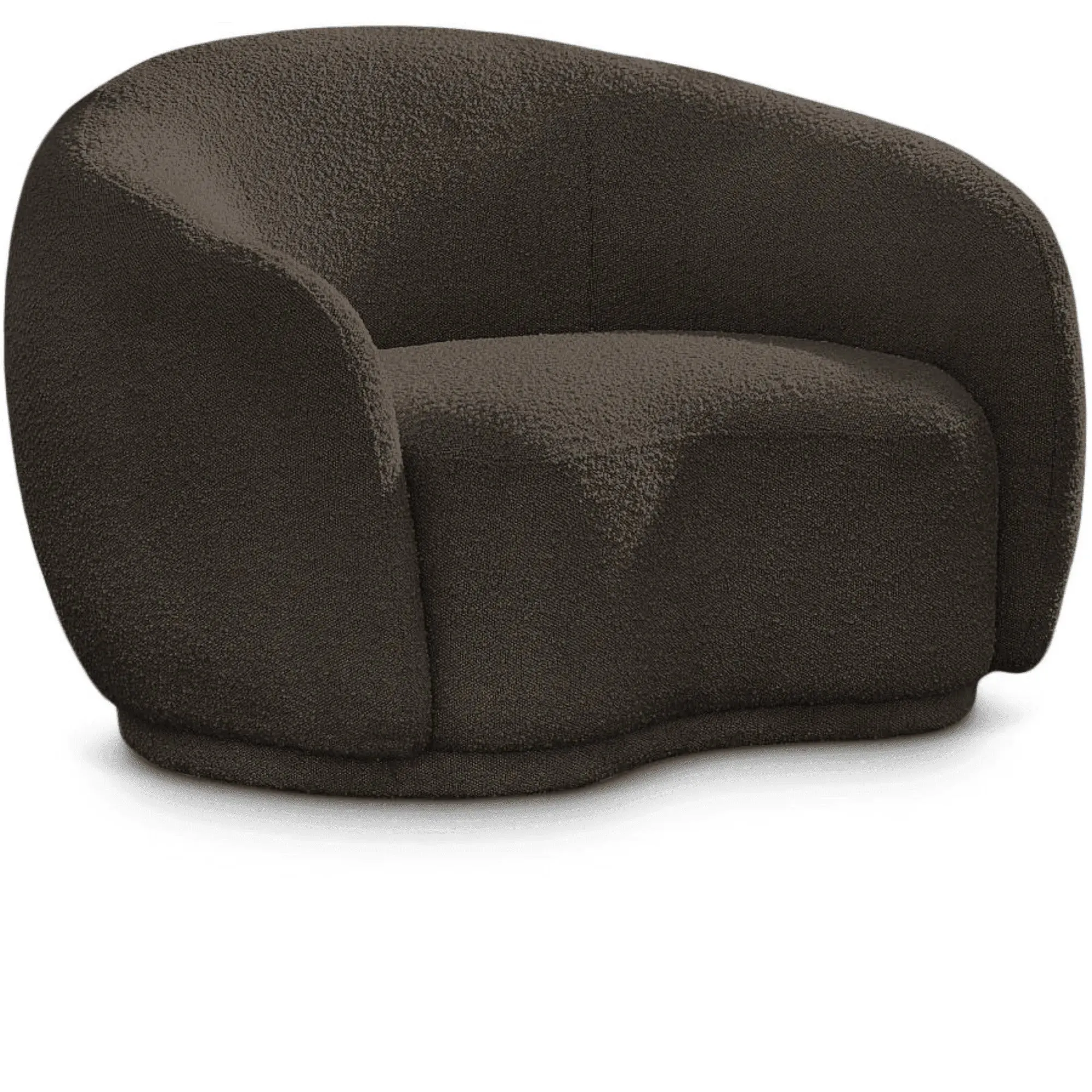 Snug Rounded Back Rich Brown Modern Boucle Sofa