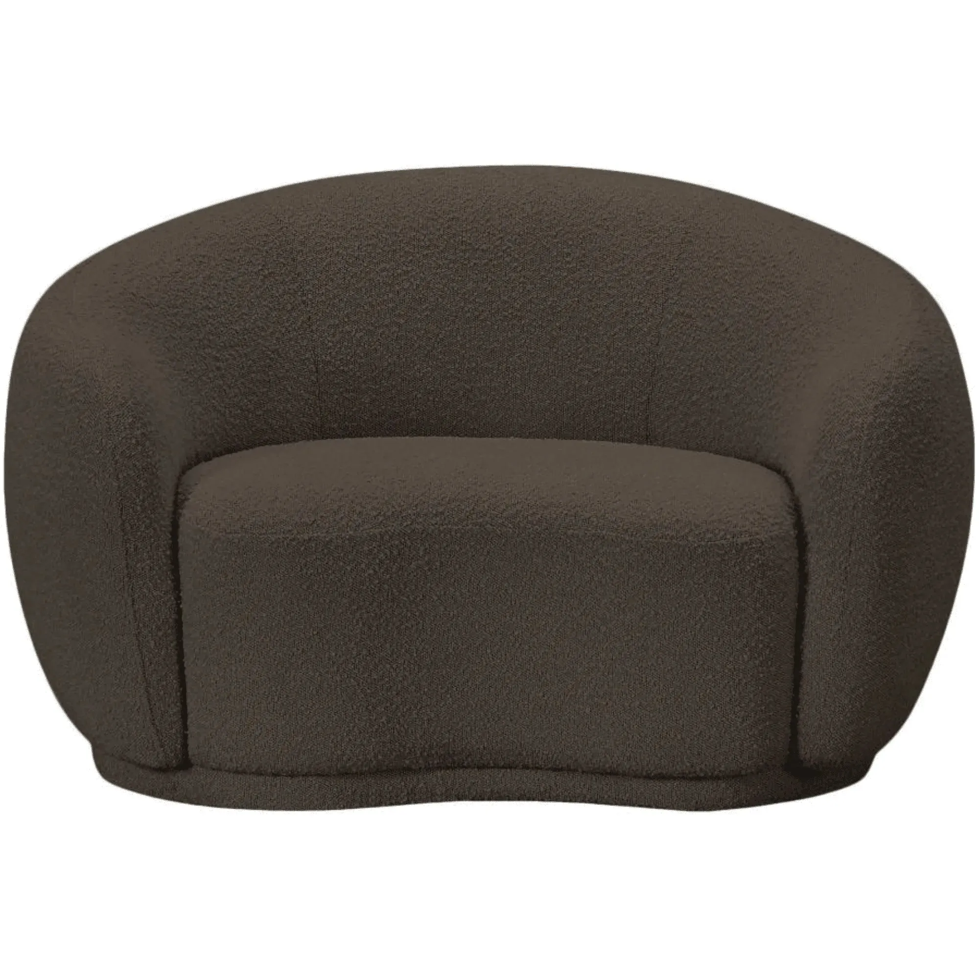 Snug Rounded Back Rich Brown Modern Boucle Sofa