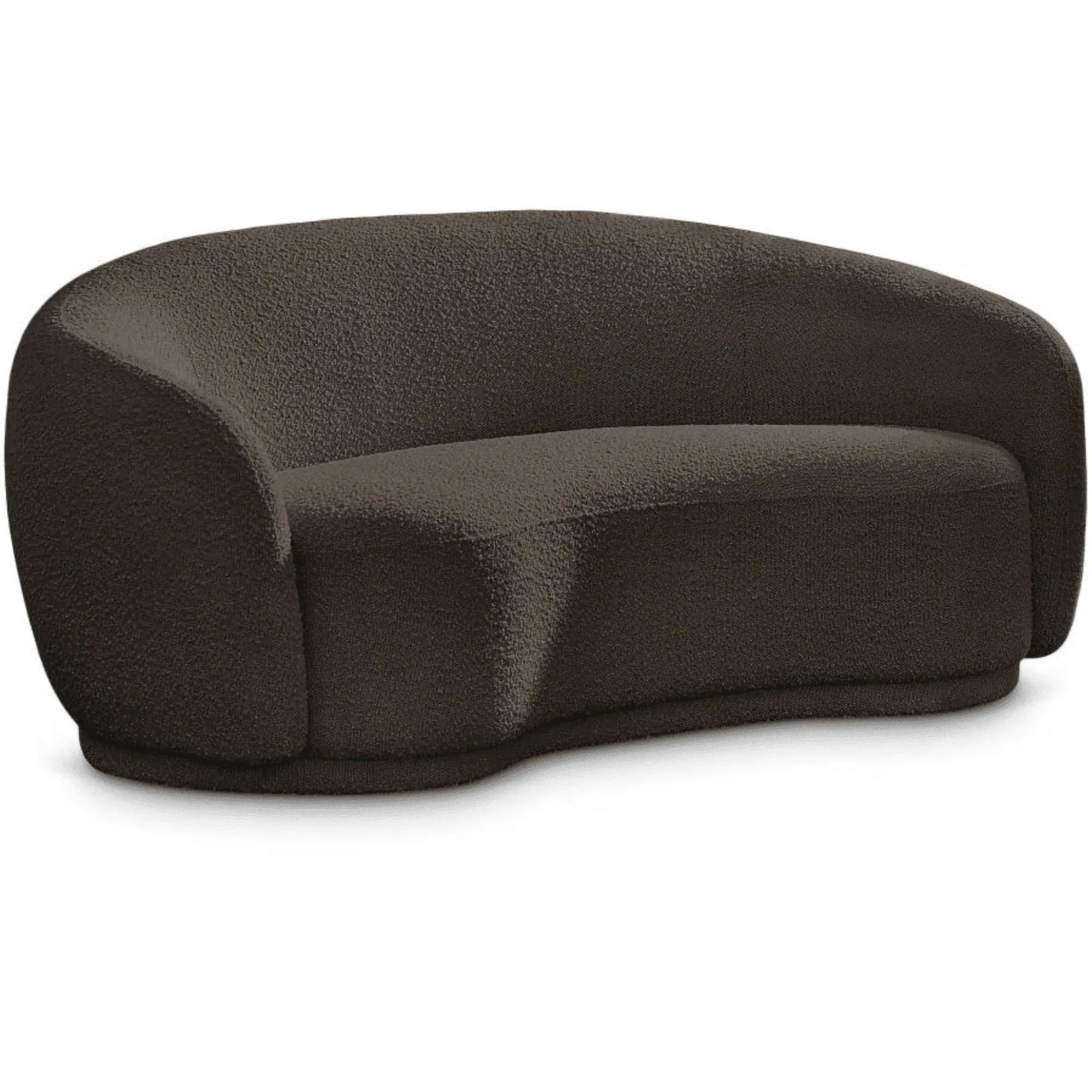 Snug Rounded Back Rich Brown Modern Boucle Sofa