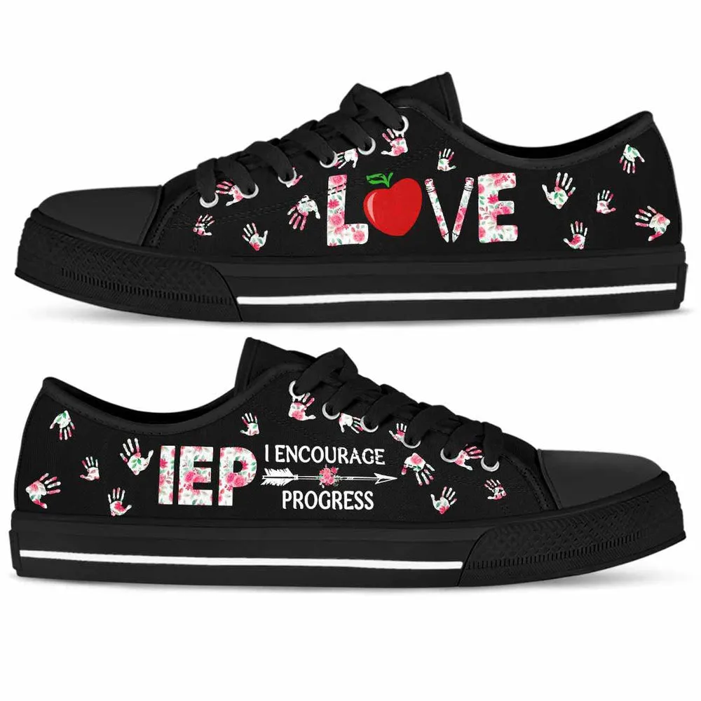 Sped Teacher Floral Pattern Encourage Progress Low Top Shoes, Teacher Shoes, Low Top Sneakers