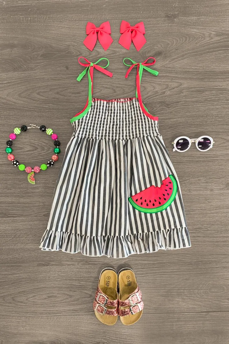 Striped Watermelon Tie Tank Dress