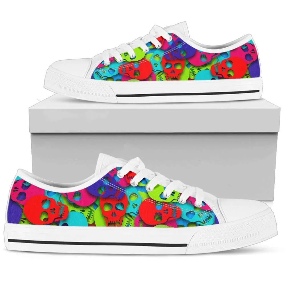 Stylish Colorful Skull Pattern Low Top Shoes , Low Top Sneaker, Low Top Canvas Shoes