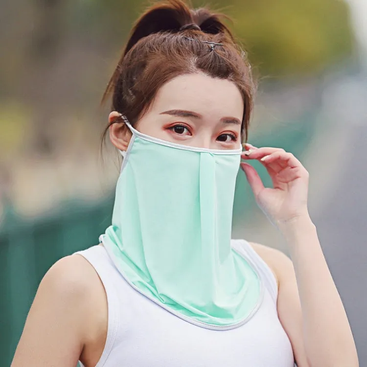 Summer Outdoor Ice Silk Sunshade Face Mask Sun-proof Equipment(Light Green)