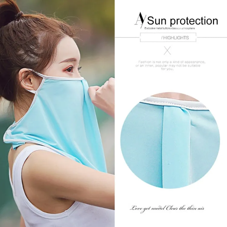 Summer Outdoor Ice Silk Sunshade Face Mask Sun-proof Equipment(Light Green)