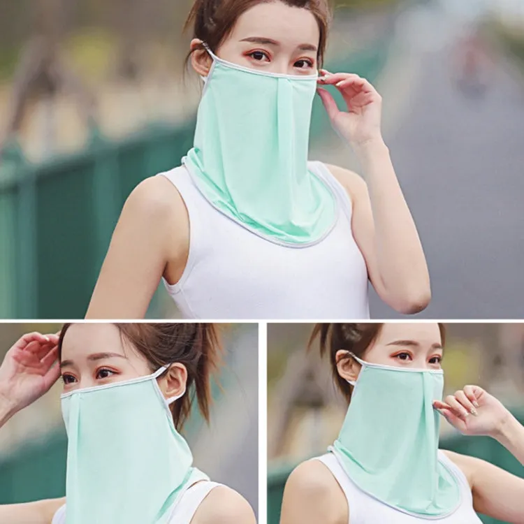 Summer Outdoor Ice Silk Sunshade Face Mask Sun-proof Equipment(Light Green)