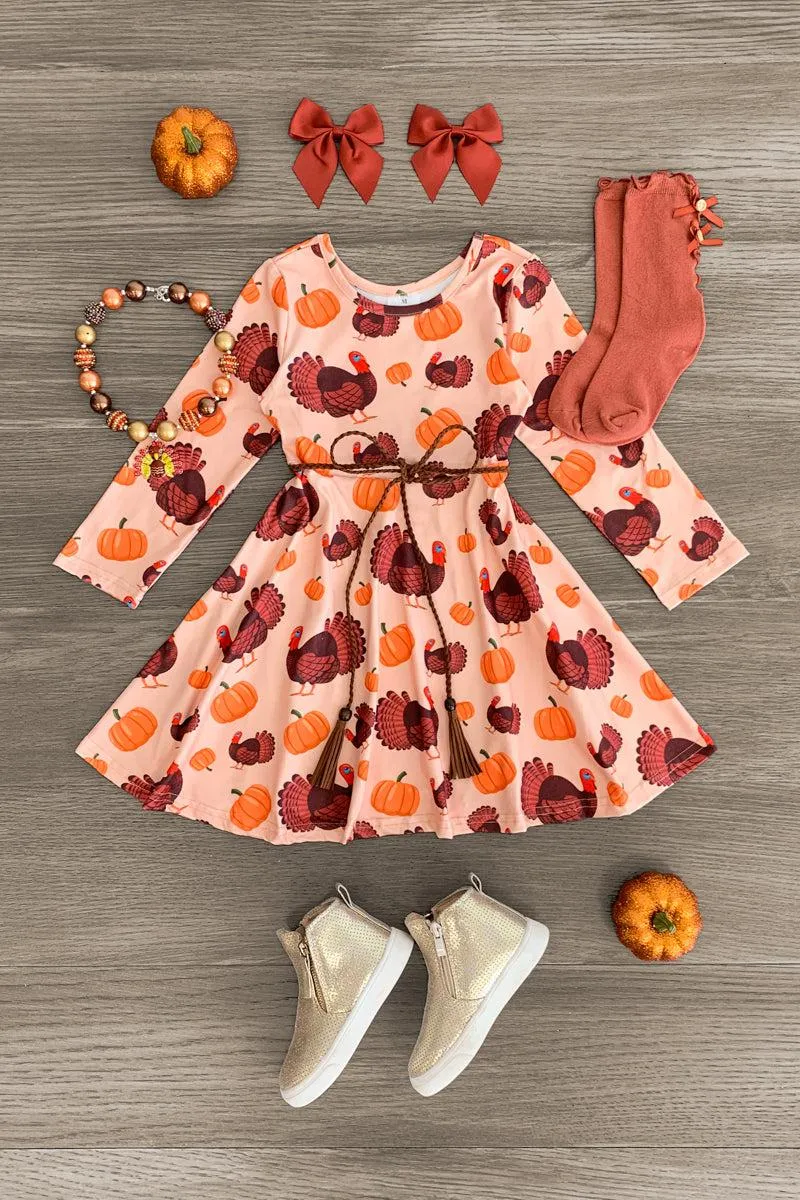 Tan Pumpkin Turkey Dress