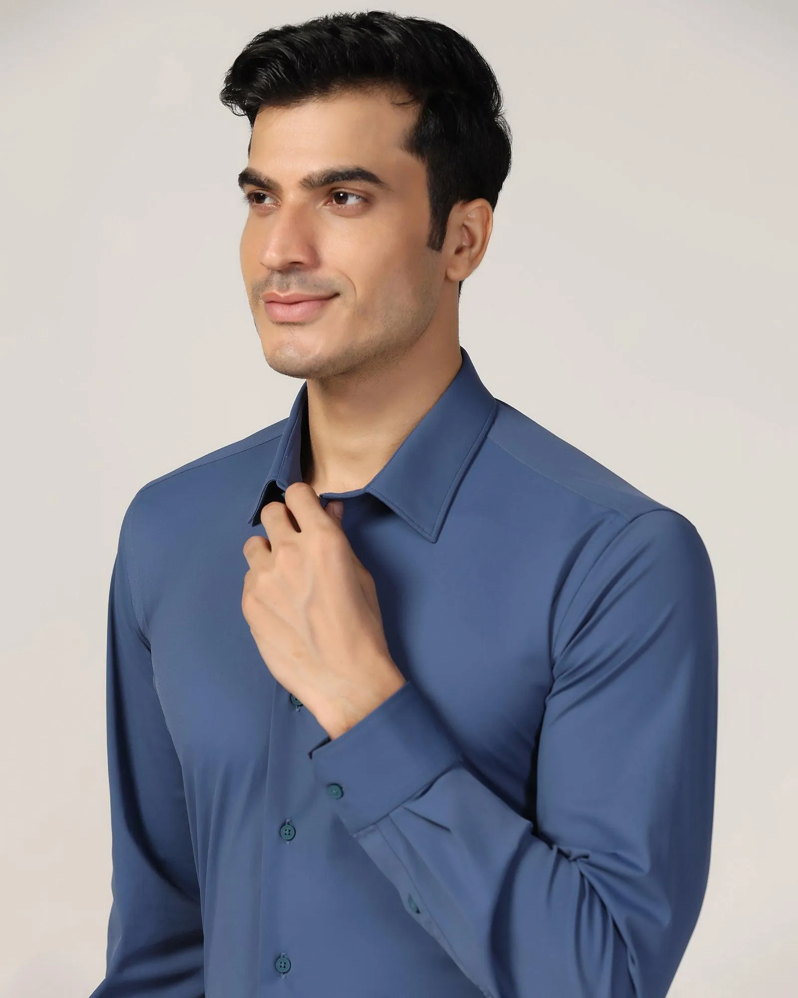 TechPro Formal Blue Solid Shirt - Zabka