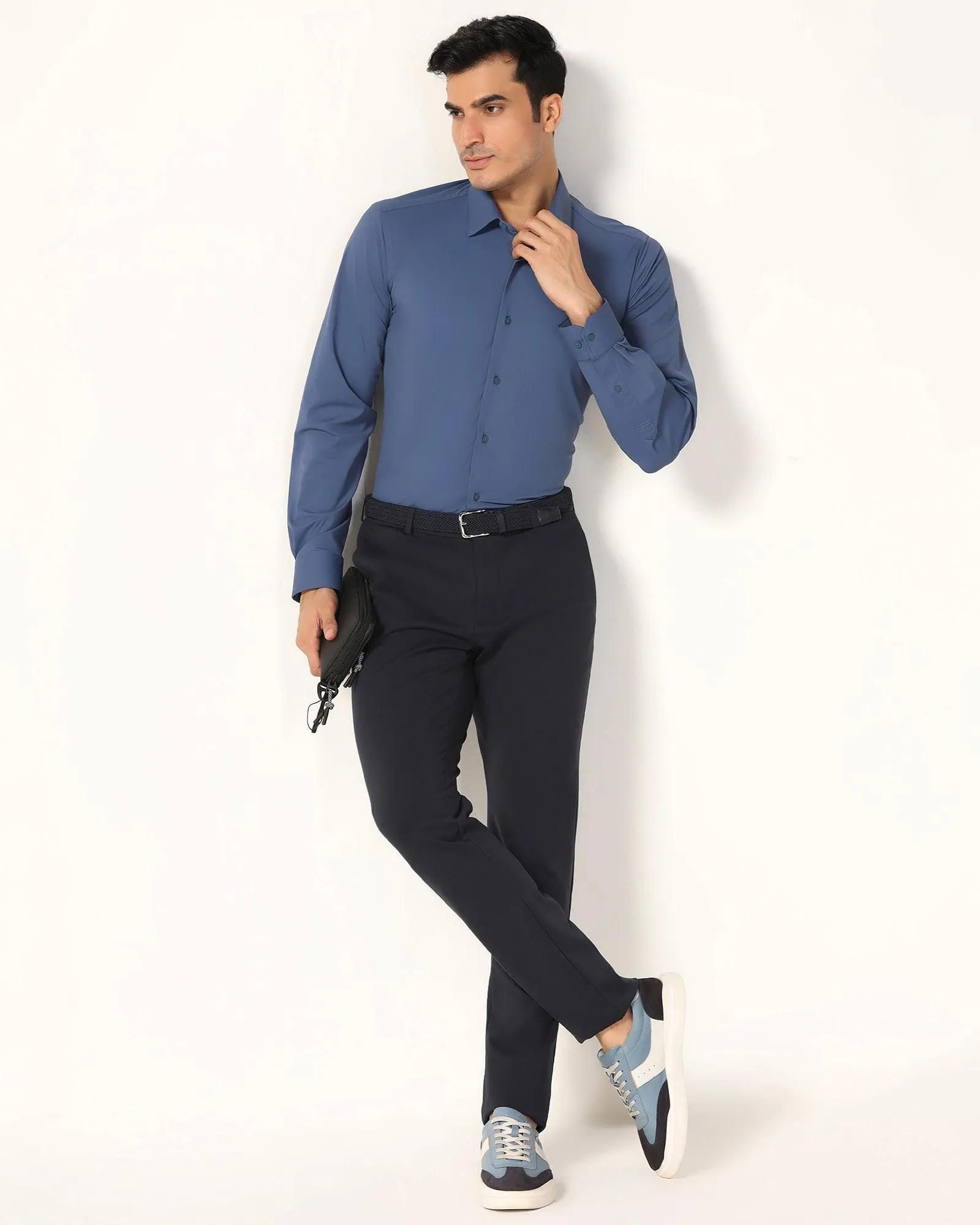 TechPro Formal Blue Solid Shirt - Zabka