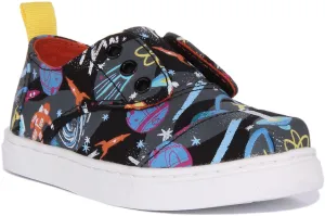 Toms Tiny Cordones In Black Multi For Infants