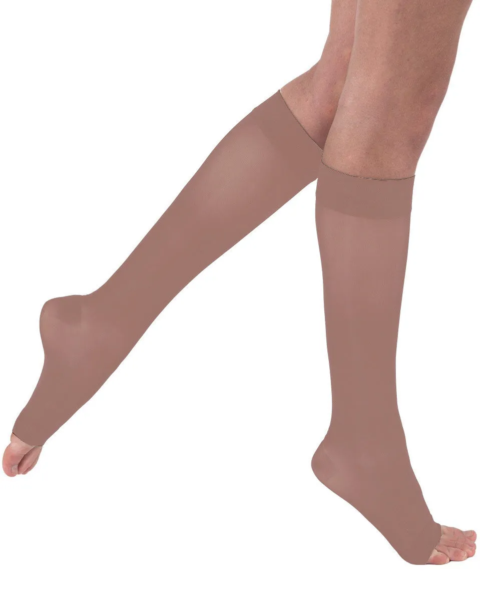 TRUFORM Women's LITES OPEN TOE Knee High Support Stockings 15-20 mmHg