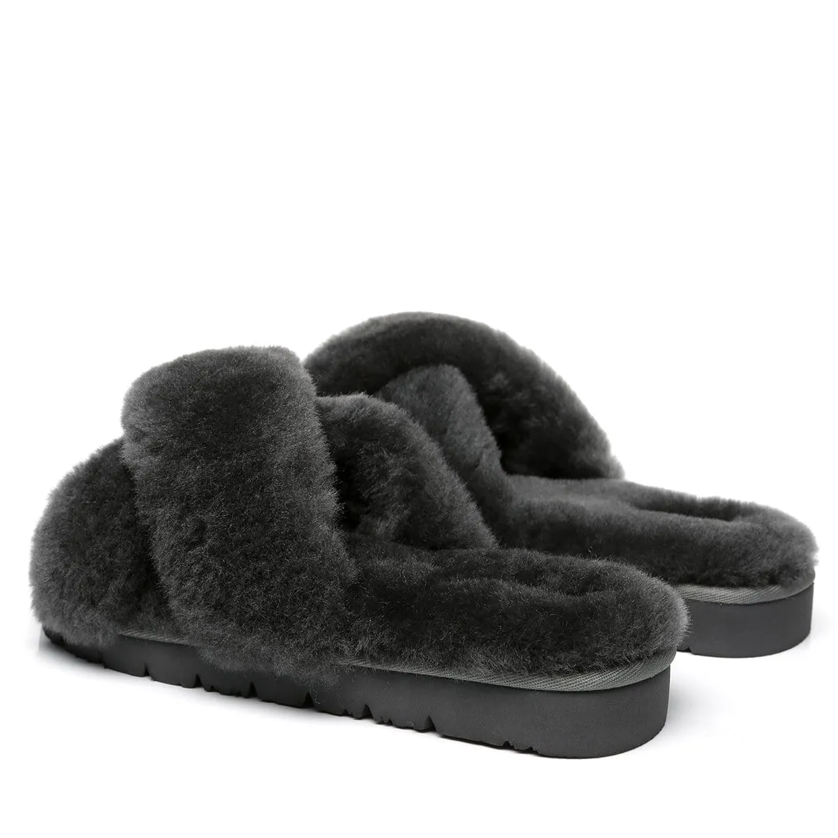 UGG Fluffy Cross Slides