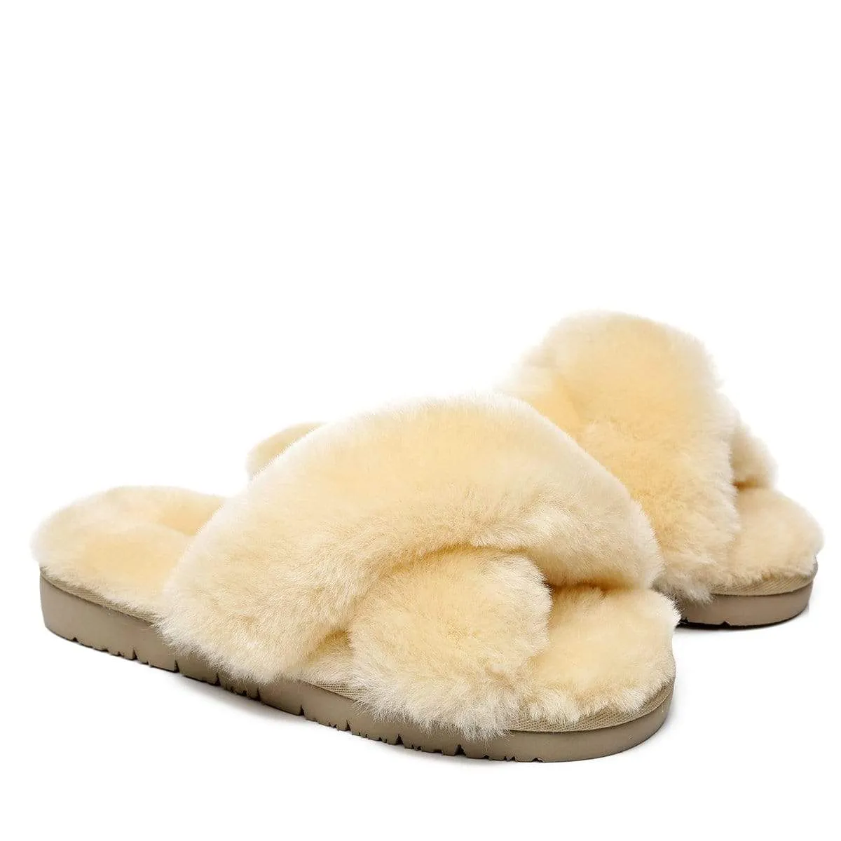 UGG Fluffy Cross Slides