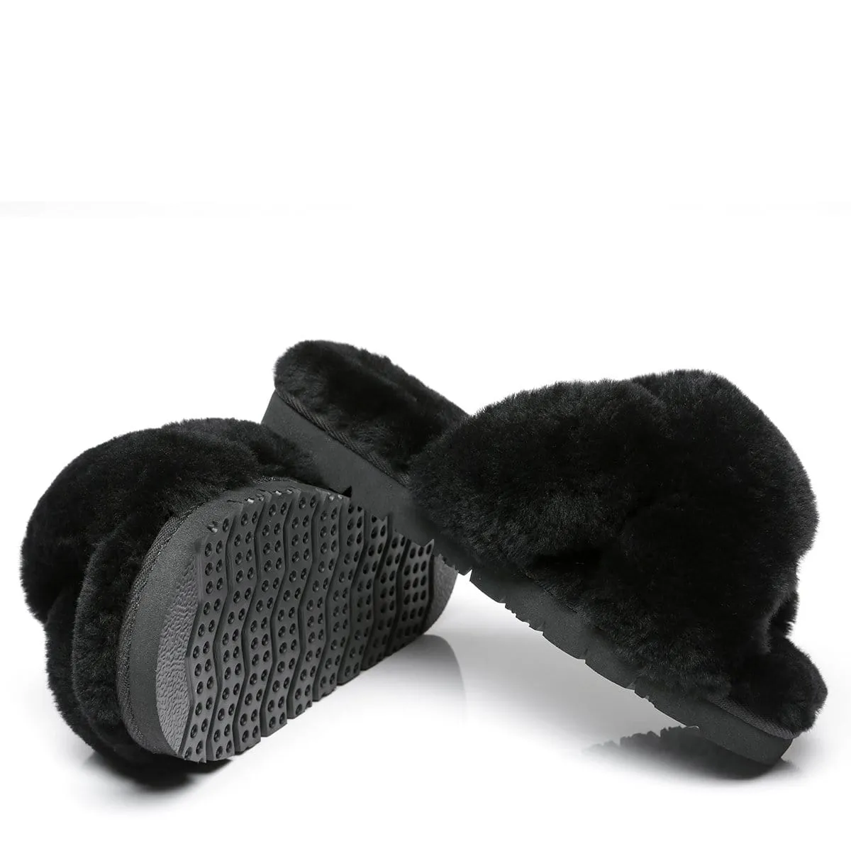 UGG Fluffy Cross Slides