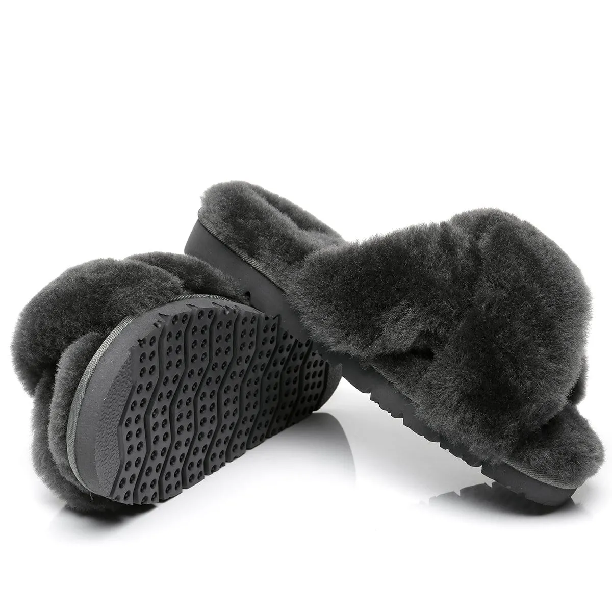 UGG Fluffy Cross Slides