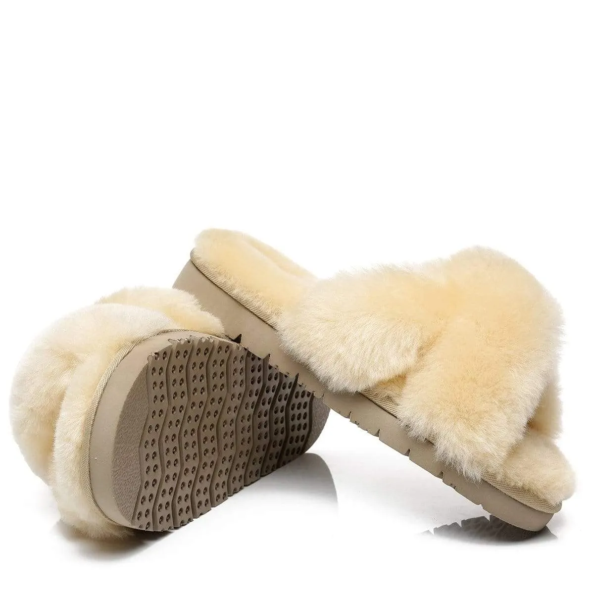 UGG Fluffy Cross Slides