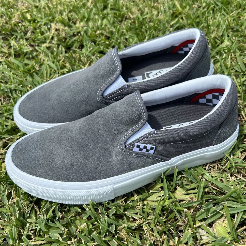 Vans Skate Slip On Pewter True White Suede Shoes