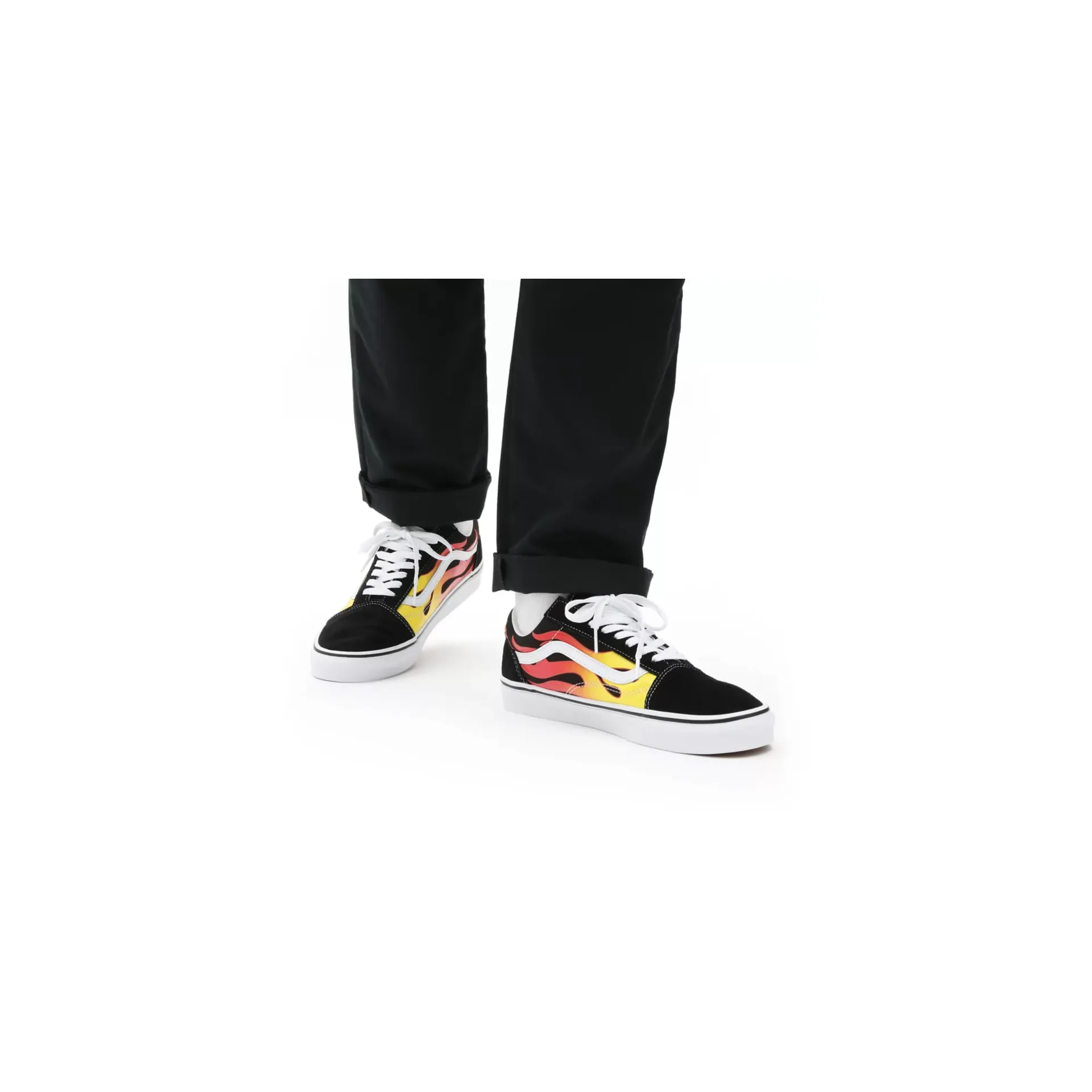 Vans Unisex Flame Old Skool Shoes - Black / True White