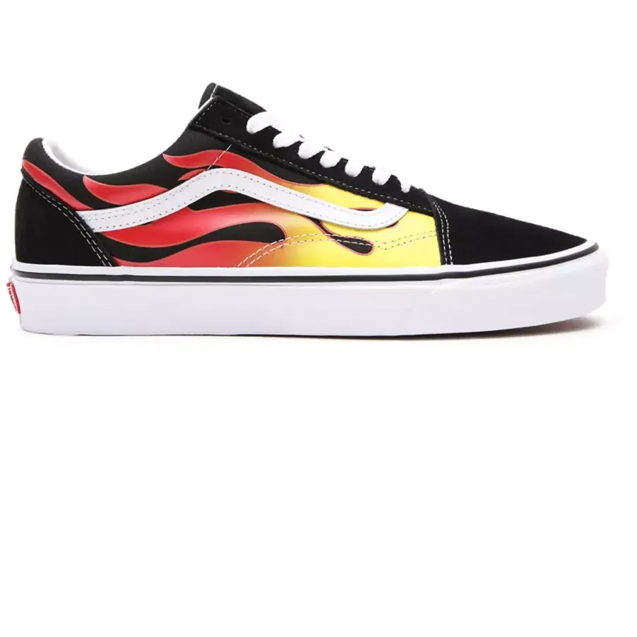 Vans Unisex Flame Old Skool Shoes - Black / True White