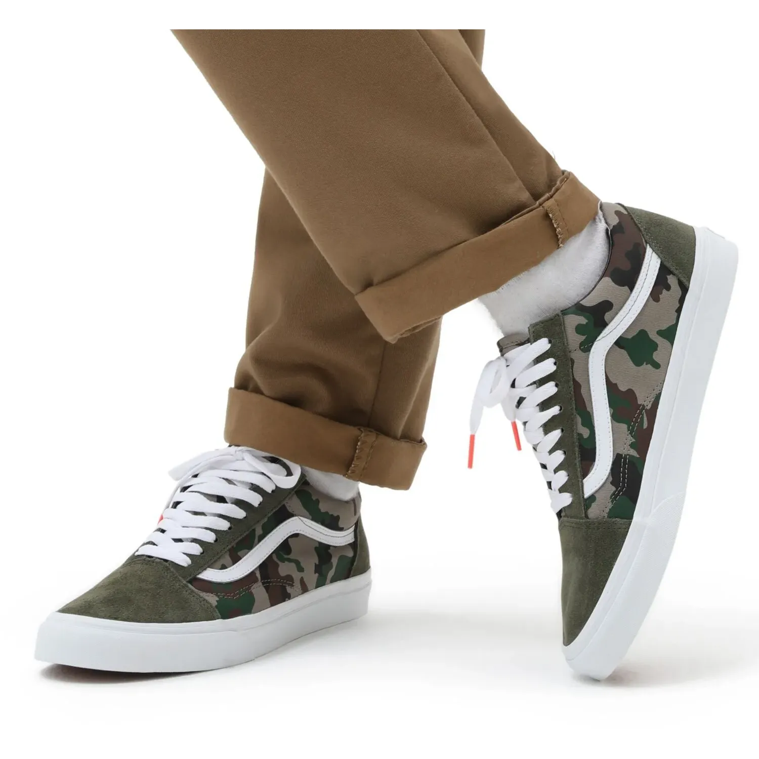 Vans Unisex Hibiscus Check Old Skool Shoes - Olive / White / Camo