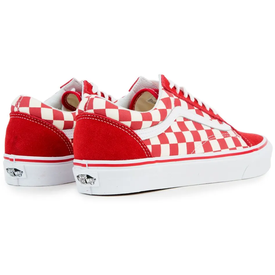 Vans Unisex Old Skool Checkerboard Shoes - Racing Red / White