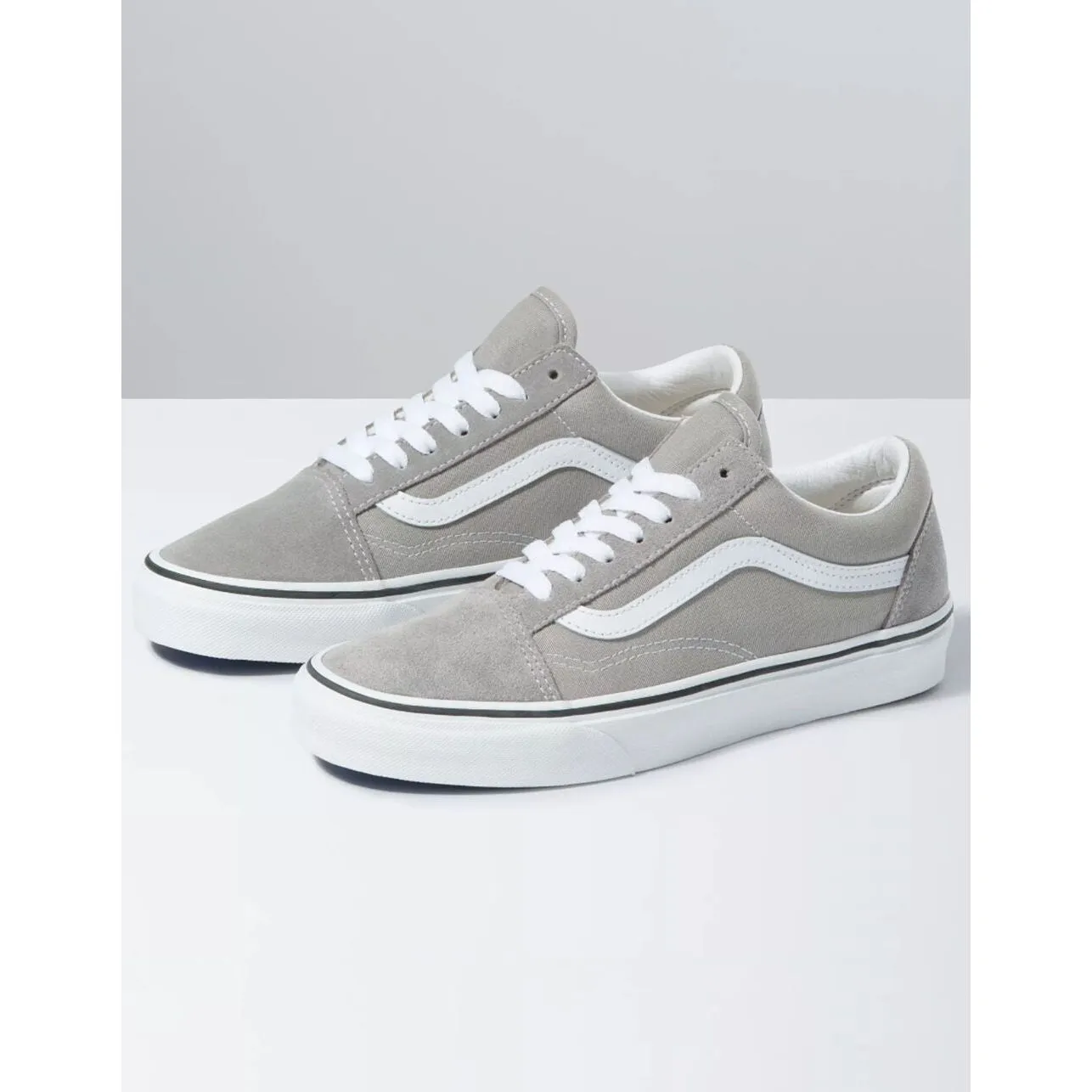 Vans Unisex Old Skool Light Gray Shoes - Drizzle / True White