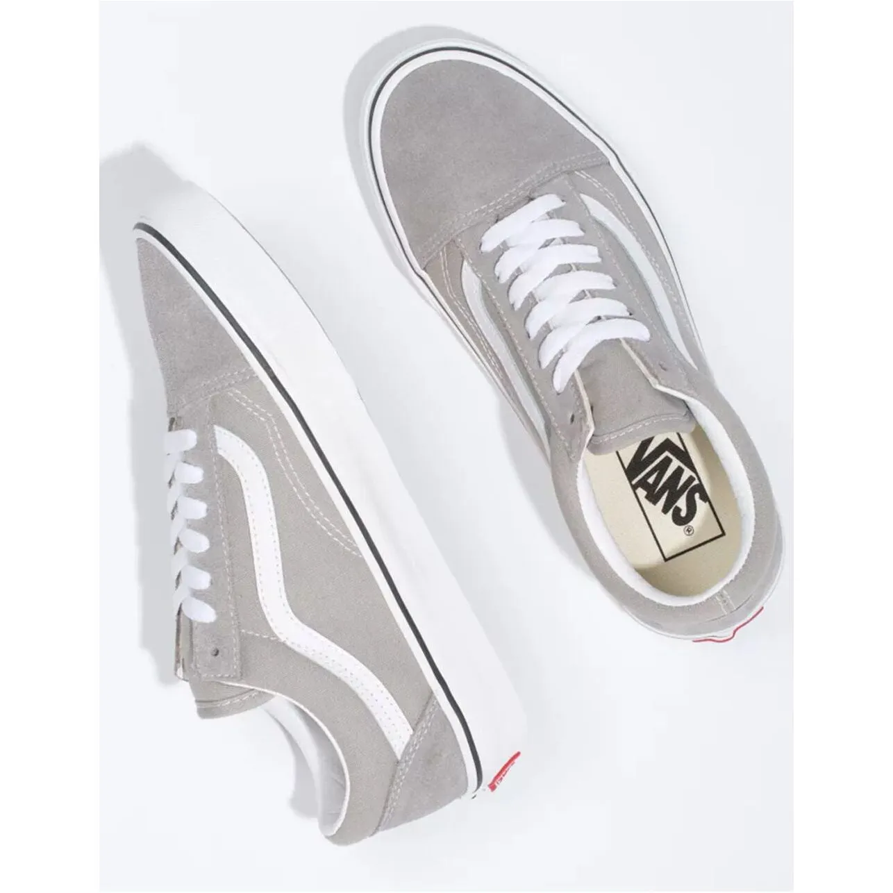 Vans Unisex Old Skool Light Gray Shoes - Drizzle / True White