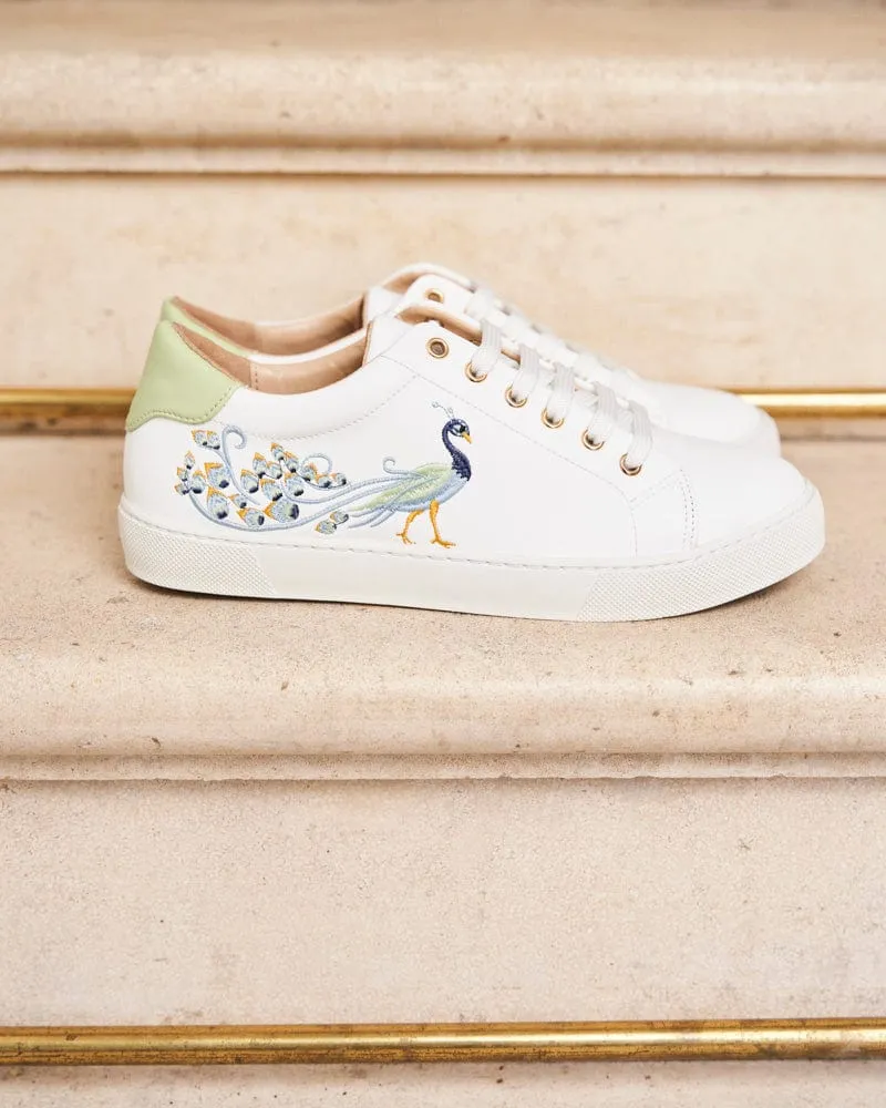 Virevolte Recycled Grain Leather Embroidered Vegan Sneakers | Peacock