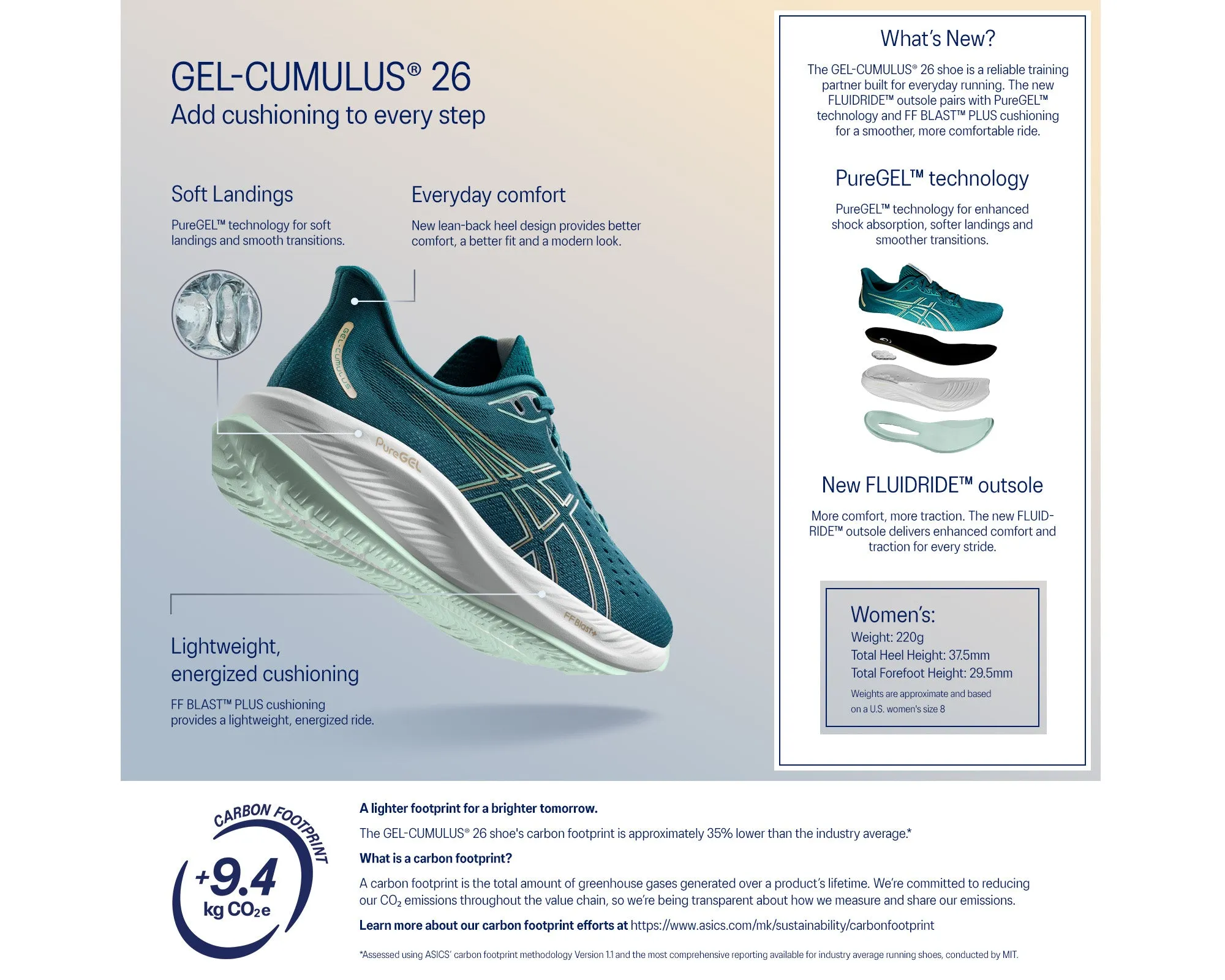 W Asics Gel Cumulus 26- 2A (Narrow) Width