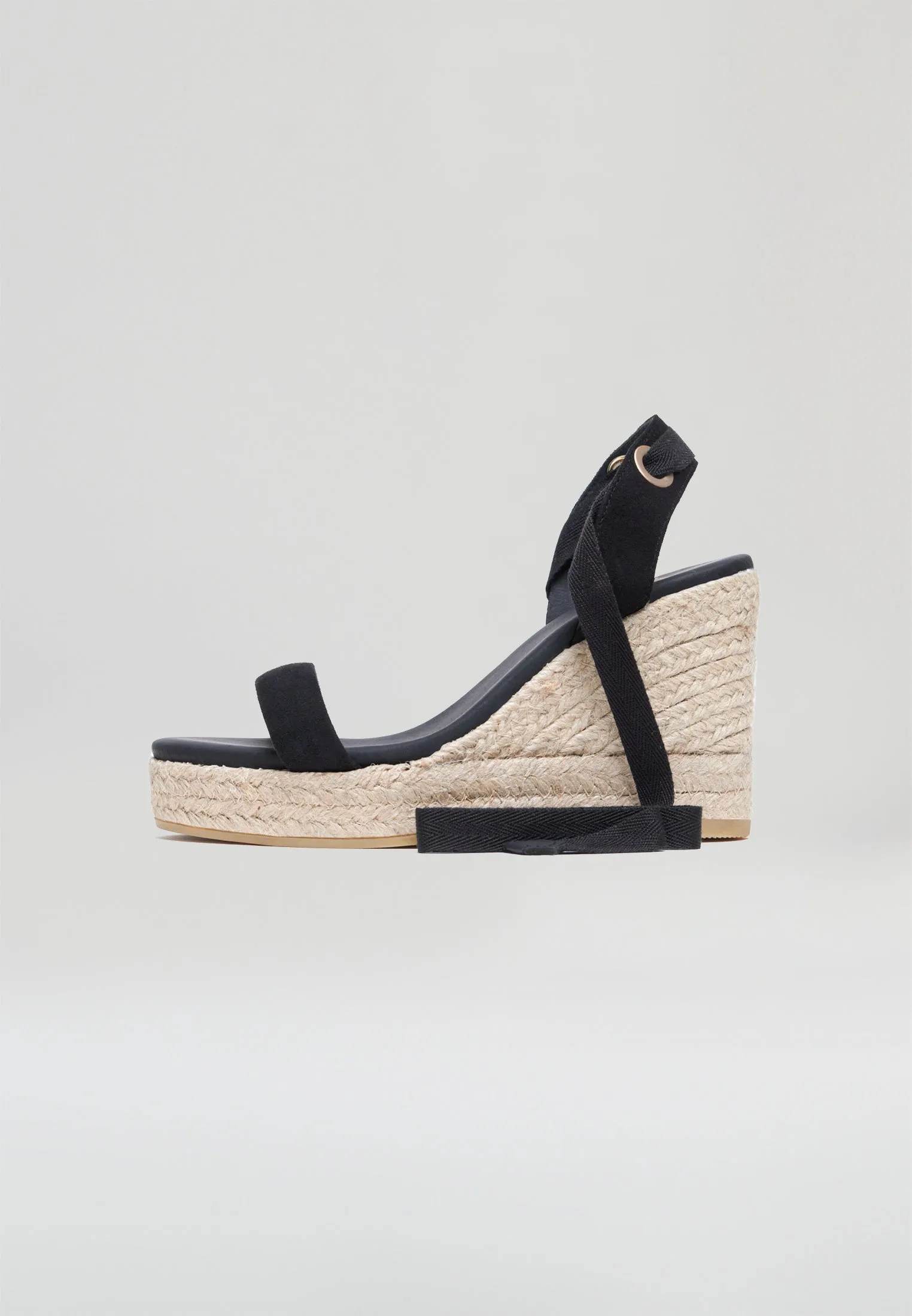 Wedge Sandals - Black Suede