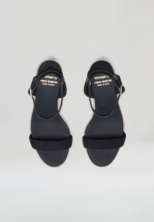 Wedge Sandals - Black Suede