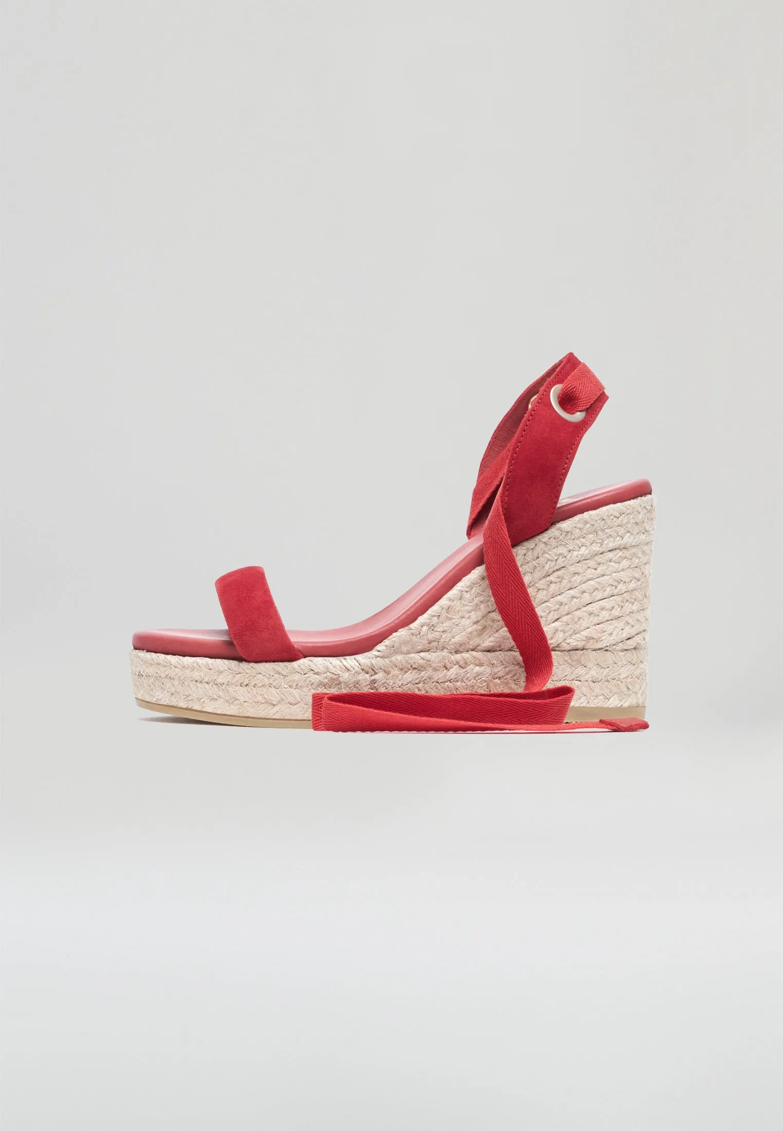 Wedge Sandals - Red Suede