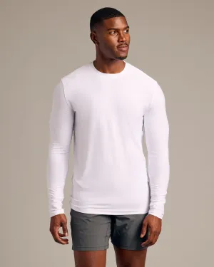 White Long Sleeve Tall Active Crew