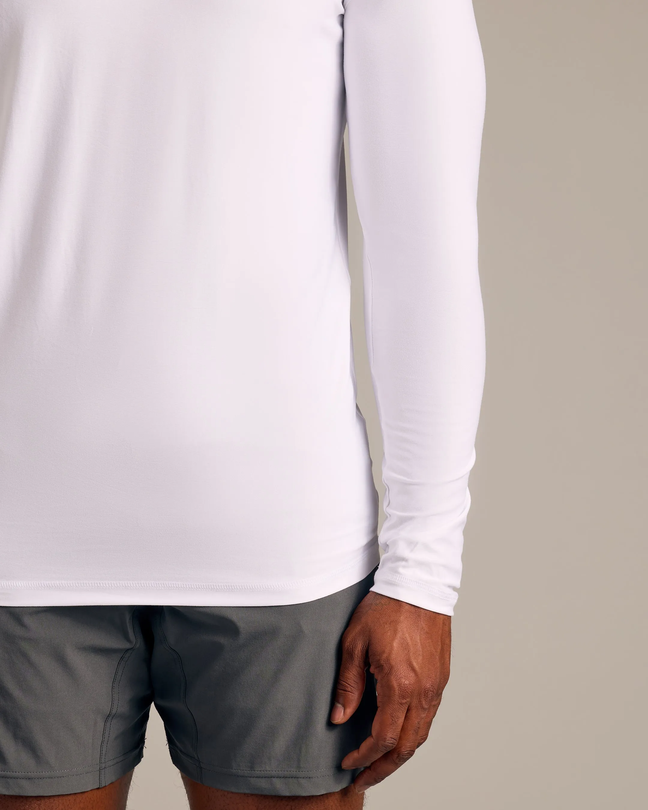 White Long Sleeve Tall Active Crew